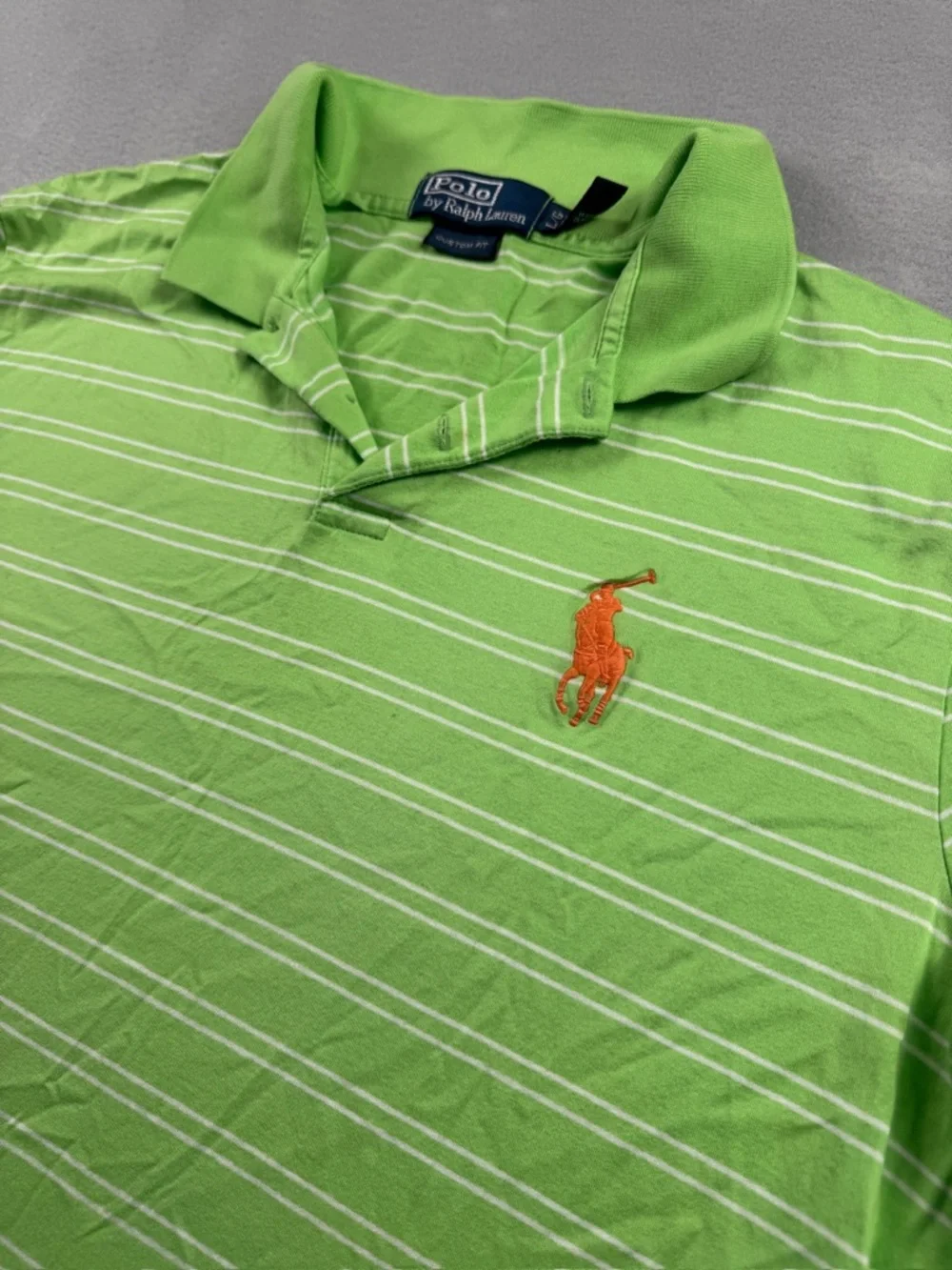 Polo Golf Ralph Lauren Big Pony Polo Shirt Men Large Green White Custom Fit